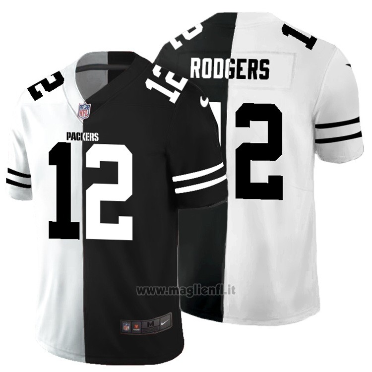 Maglia NFL Limited Green Bay Packers Rodgers White Black Split
